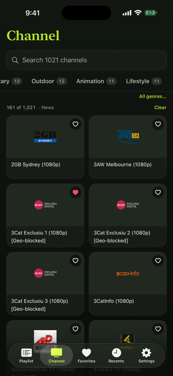 Full-screen live video playing in the player.
